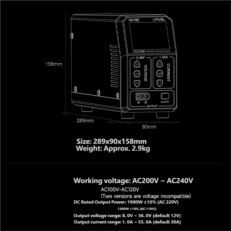 SKYRC PSU2000 1980W Adjustable - Drone Battery Charger 评论和价格