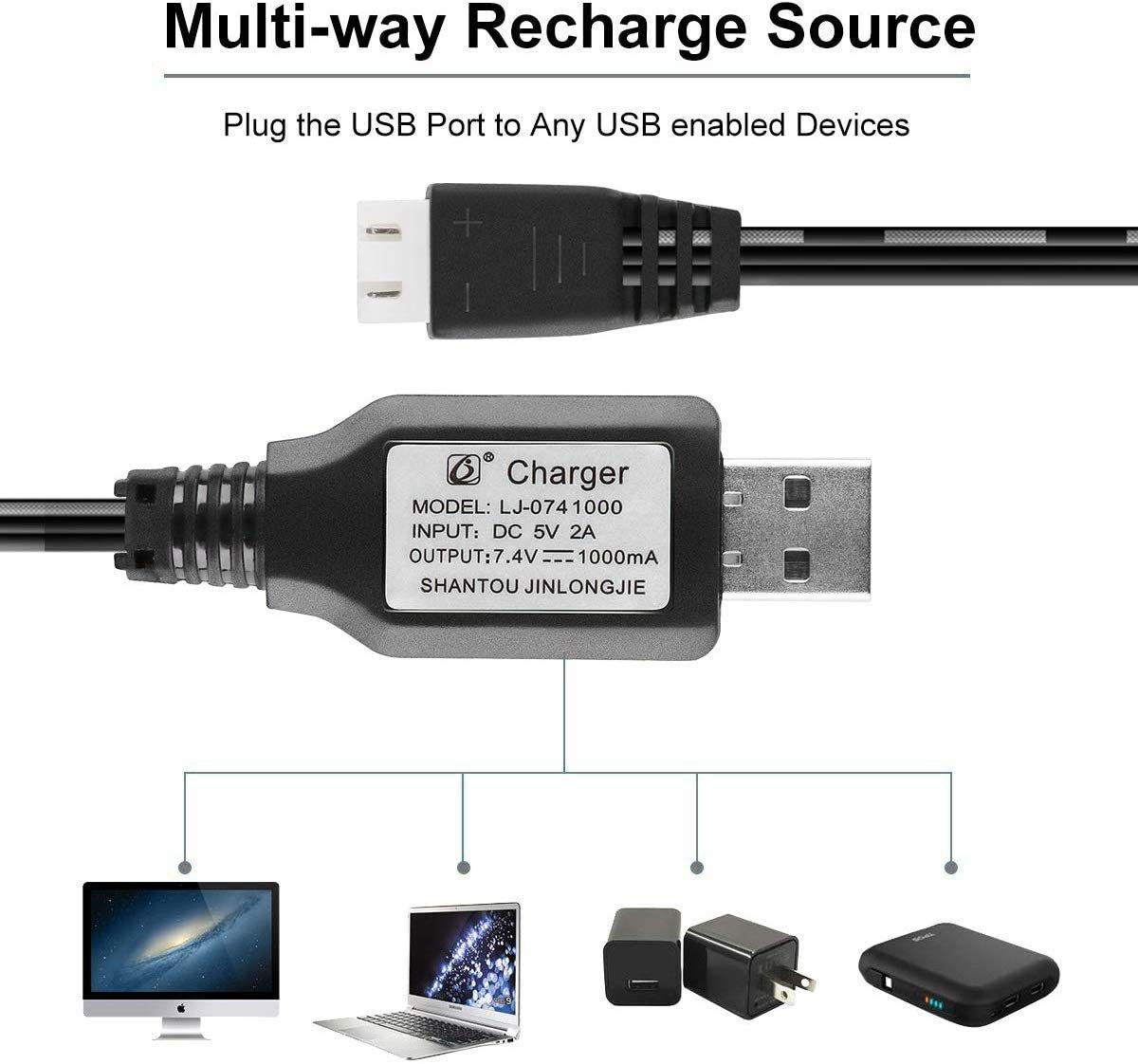 1-Pack XH-3P Balance 7.4V 1A L - Drone Battery Balance Charger 评论和价格