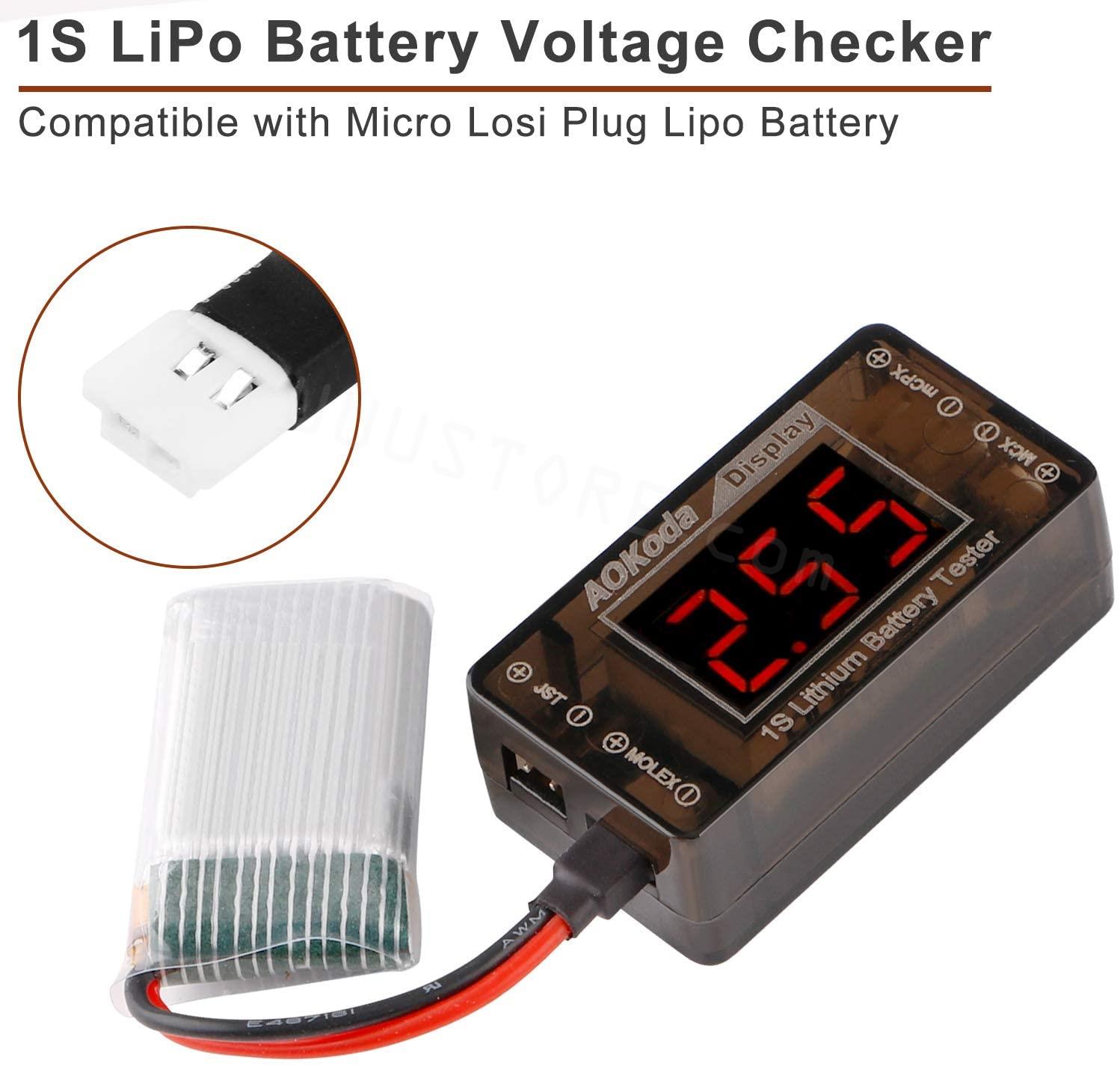 AOKoda AOK-041 1S LiPo Battery - Drone Battery Voltage Checker 评论和价格