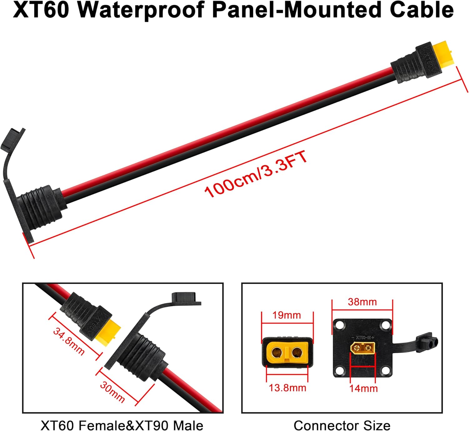 JMUYTOP 3FT 12AWG XT60 Panel M - Drone Battery Connector 评论和价格