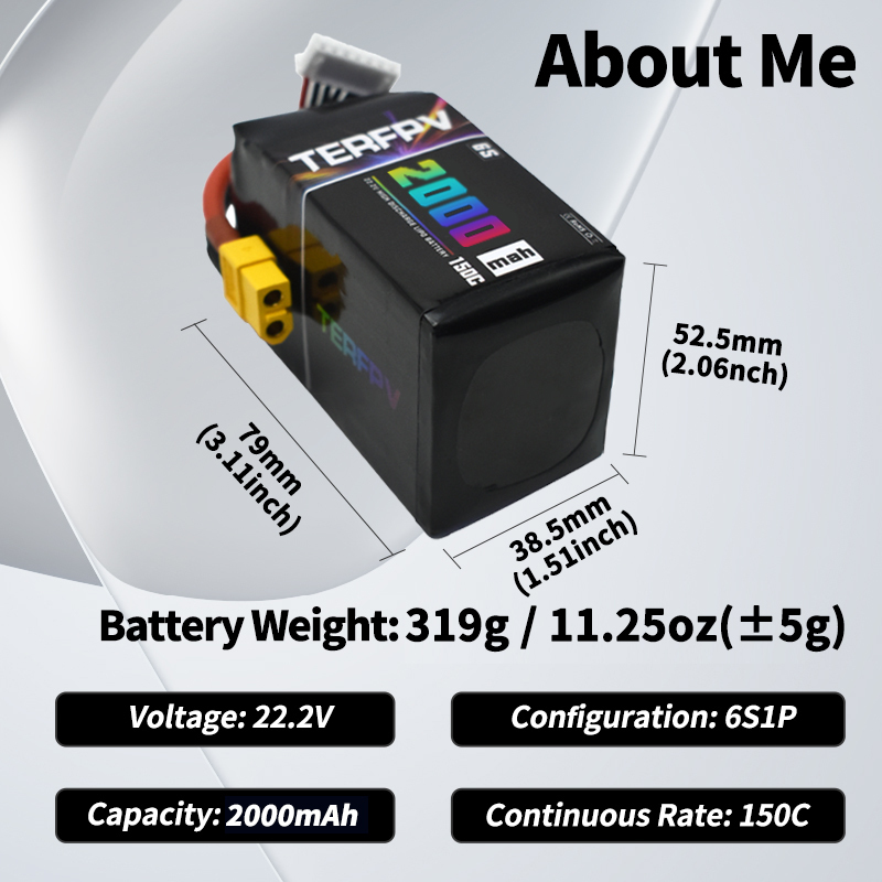 TERFPV 6S 22.2V 2000mAh 150C/3 - Drone Battery Plate 评论和价格