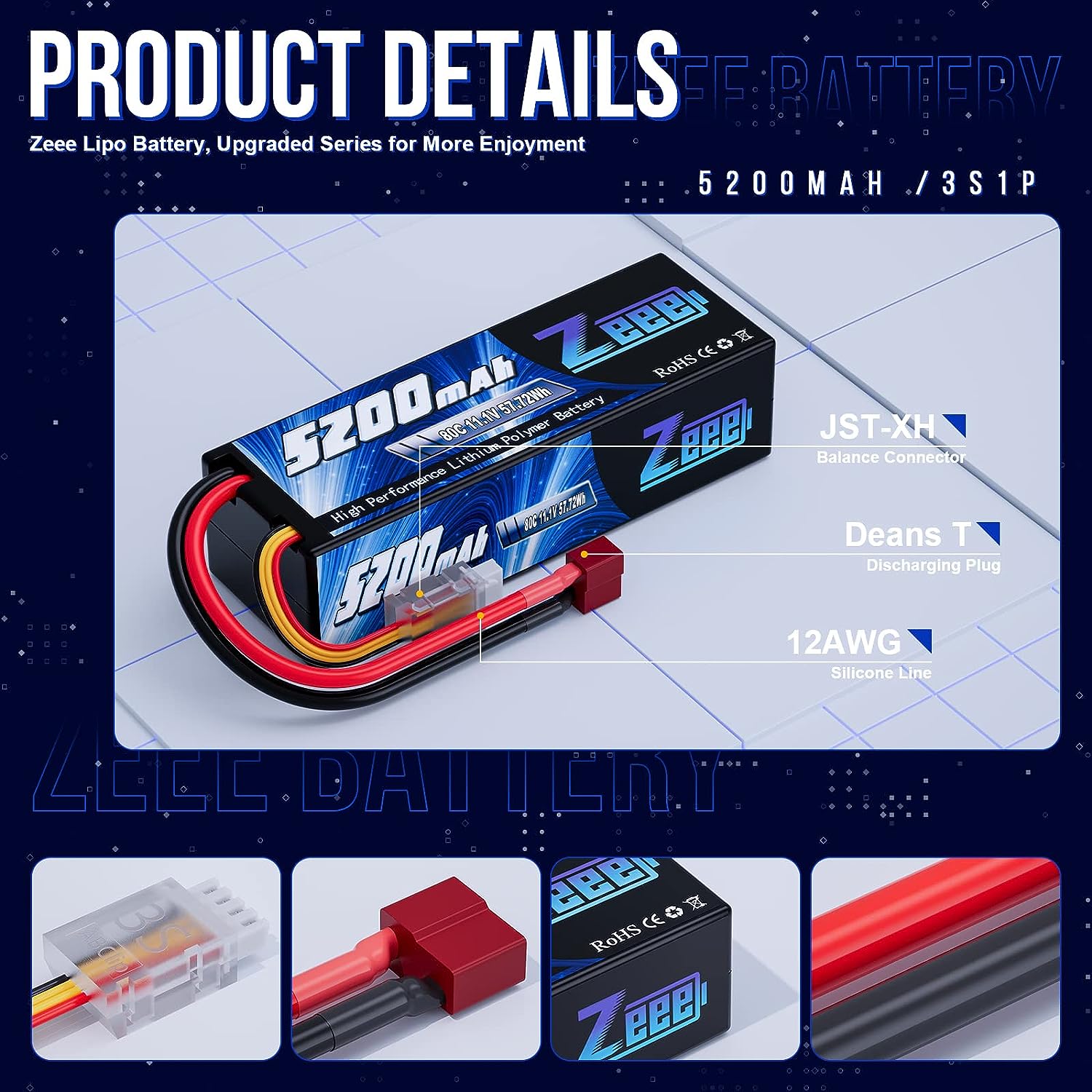 1/2pcs Zeee 3S 5200mAh Lipo Ba - Drone Battery 3S 评论和价格
