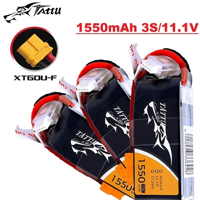 TATTU 3S 11.1V 1550mAh 75C LiP - Drone Battery 3S 评论和价格