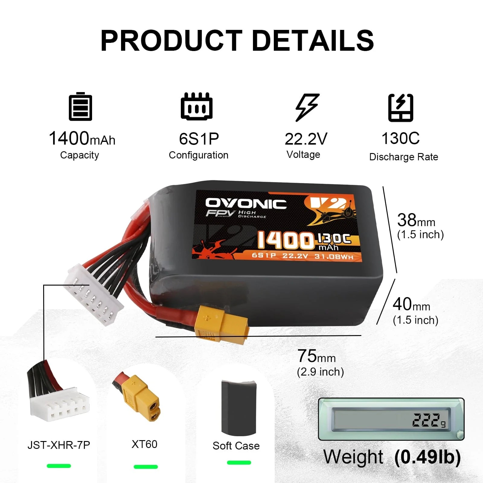 Ovonic 6S LiPo Battery 22.2V 1 - Drone Battery Bag 评论和价格